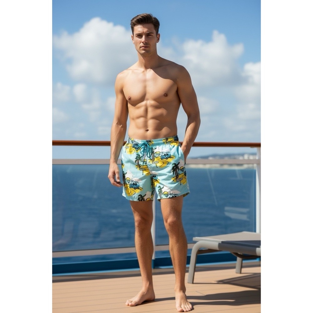 VILEBREQUIN Swim Trunks Sz XXL Saint‎ Tropez Print Moorea Bathing Shorts Beach
